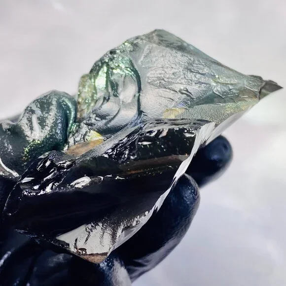 Rainbow Obsidian Rough Raw Lapidary Glass Butte Oregon Rare Purple Green 5 oz. - Picture 3 of 13